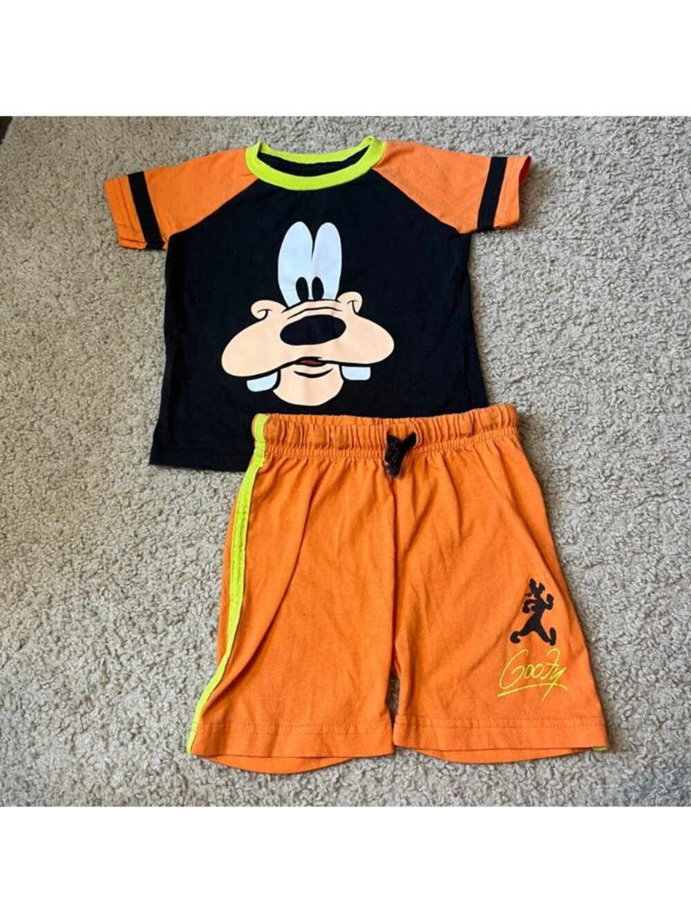 2T Disney Parks Goofy Boys 2Pc Short-Sleeve Shirt & Short Set Orange Mickey